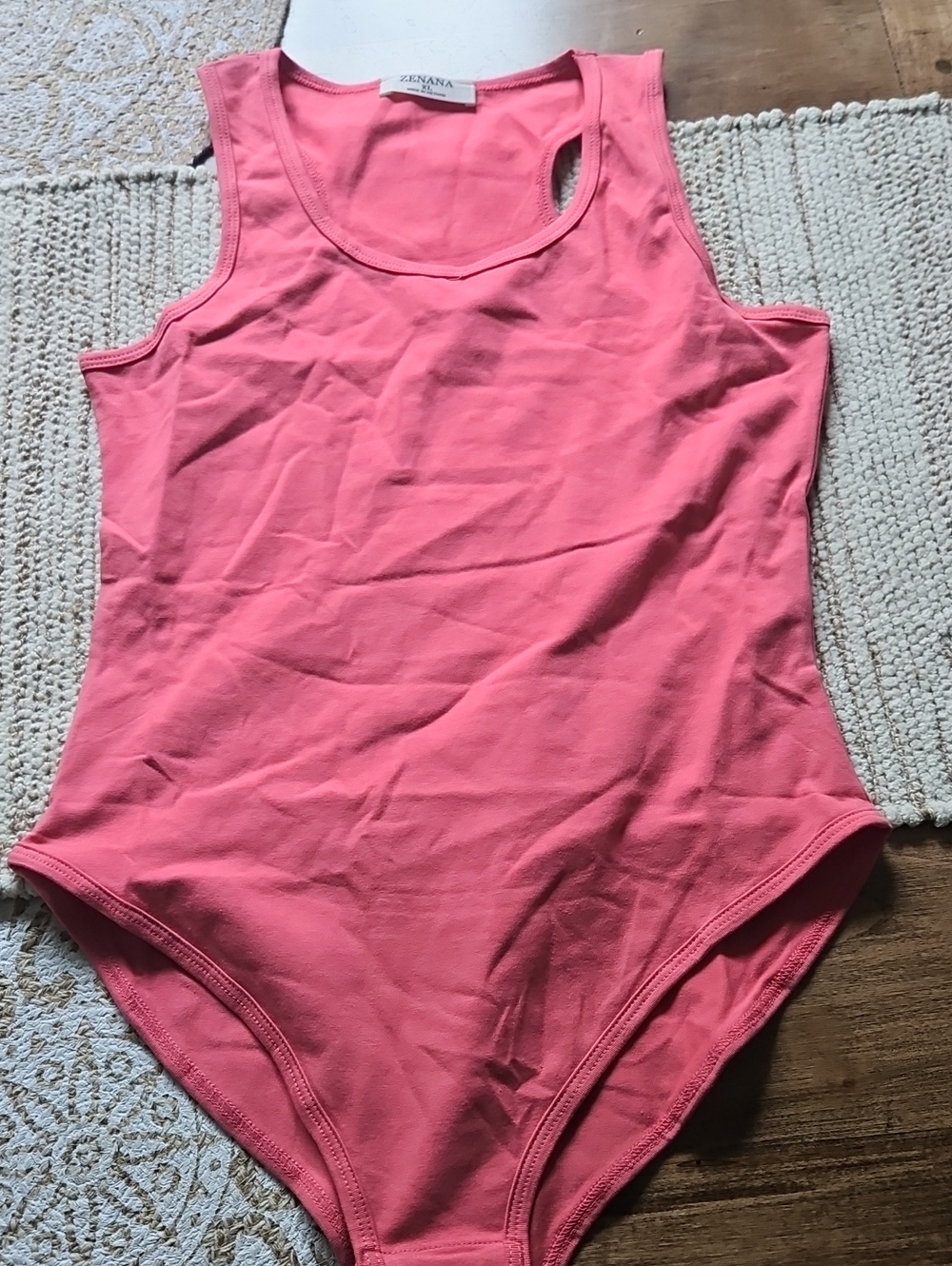 Zenana Outfitters Coral Pink Sleeveless One-Piece Bodysuit